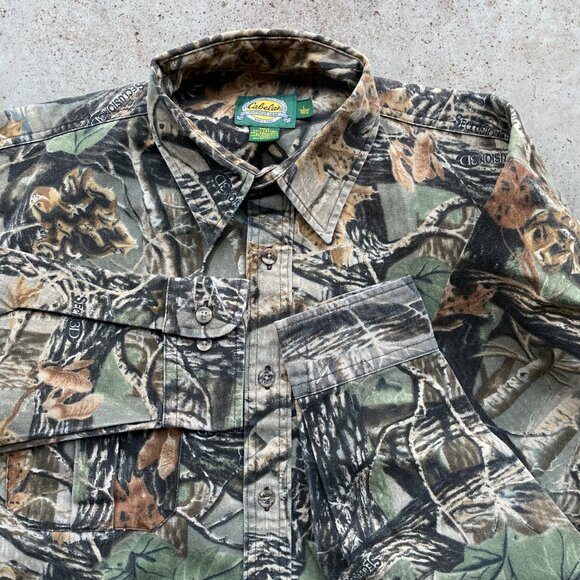 Vtg Cabela's Seclusion 3D Tree Camouflage Shirt Canvas Size: Large Regular - Picture 3 of 6